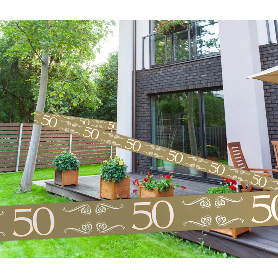 Absperrband Jubiläum 50, gold, 15 m