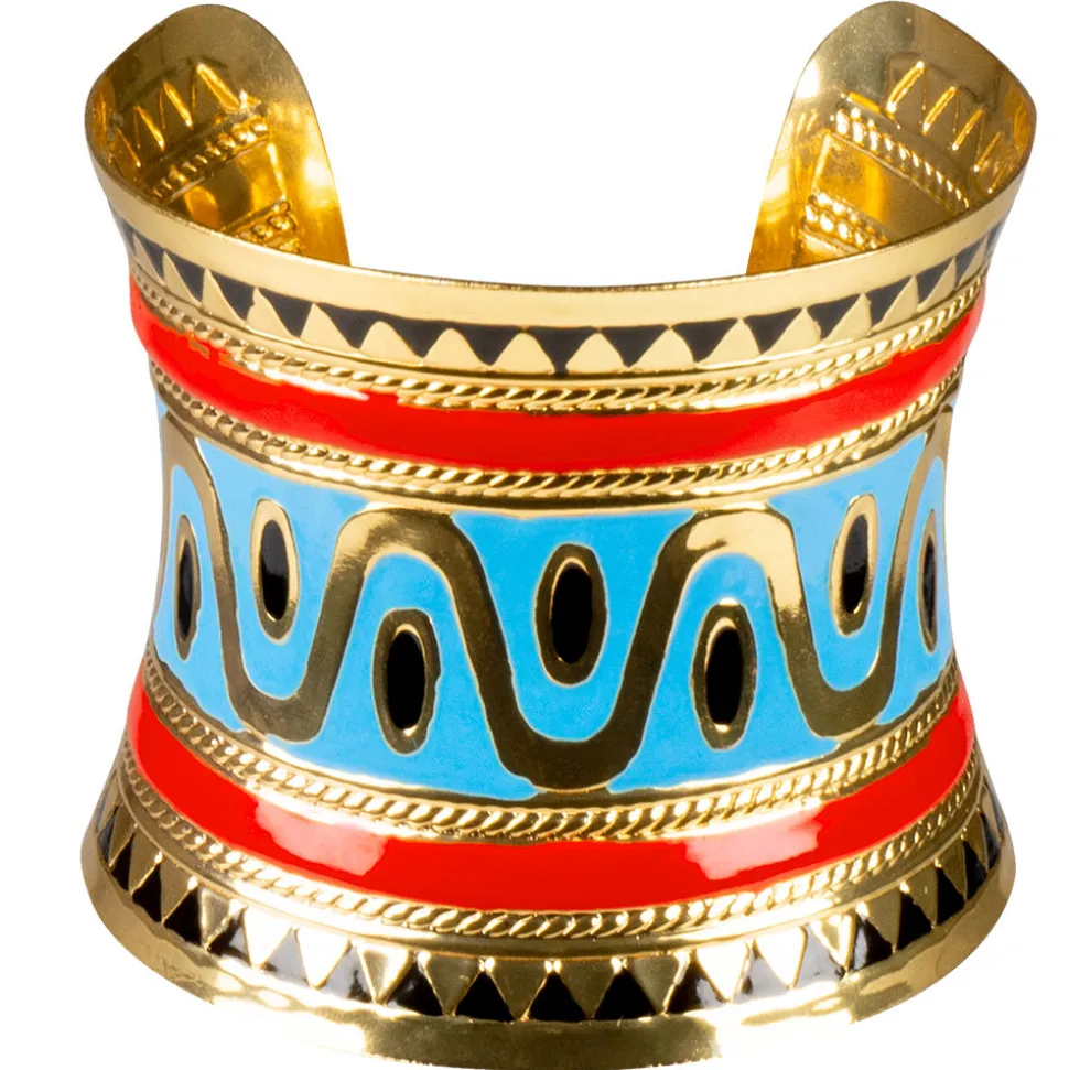 Armreif Ägypterin, gold, türkis, rot, Metall