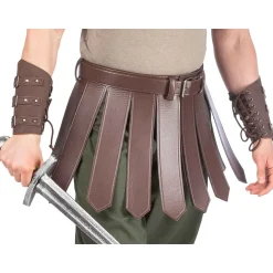 Armstulpen Gladiator, braun, Lederimitat, größenverstellbar