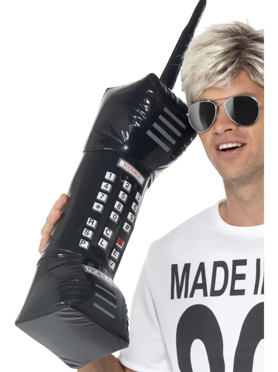 Aufblasbares Retro-Handy, Schwarz, 76cm / 30in