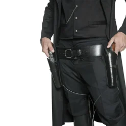 Authentischer Western Gürtel & 2 Holster, Schwarz, mit Bändern für die Beine