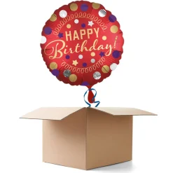 Ballongrüsse Happy-Birthday / Herzlichen Glückwunsch Satin rot, 1 Ballon
