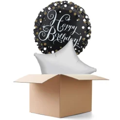 Ballongrüsse Sparkle Schwarz Happy-Birthday / Herzlichen Glückwunsch, 2 Ballons