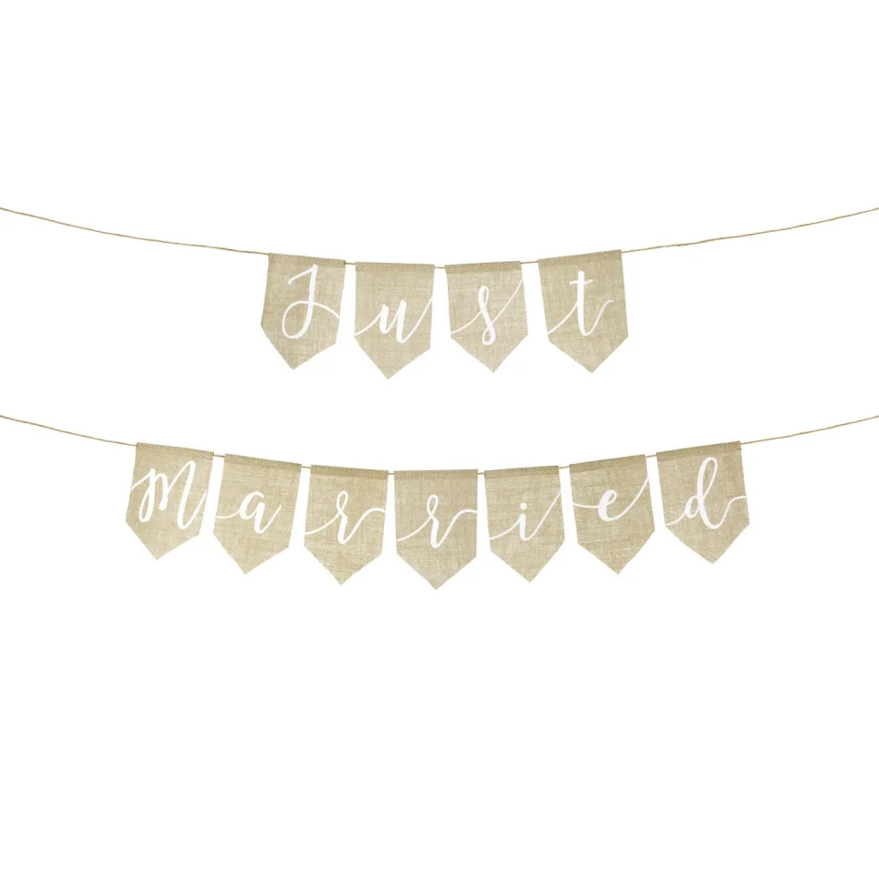 Banner / Girlande aus Stoff /Juteoptik Just Married – 23 × 185 cm