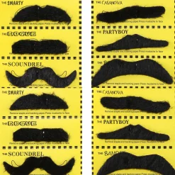 Bartkarte mit 12 verschiedene, schwarze Bärte