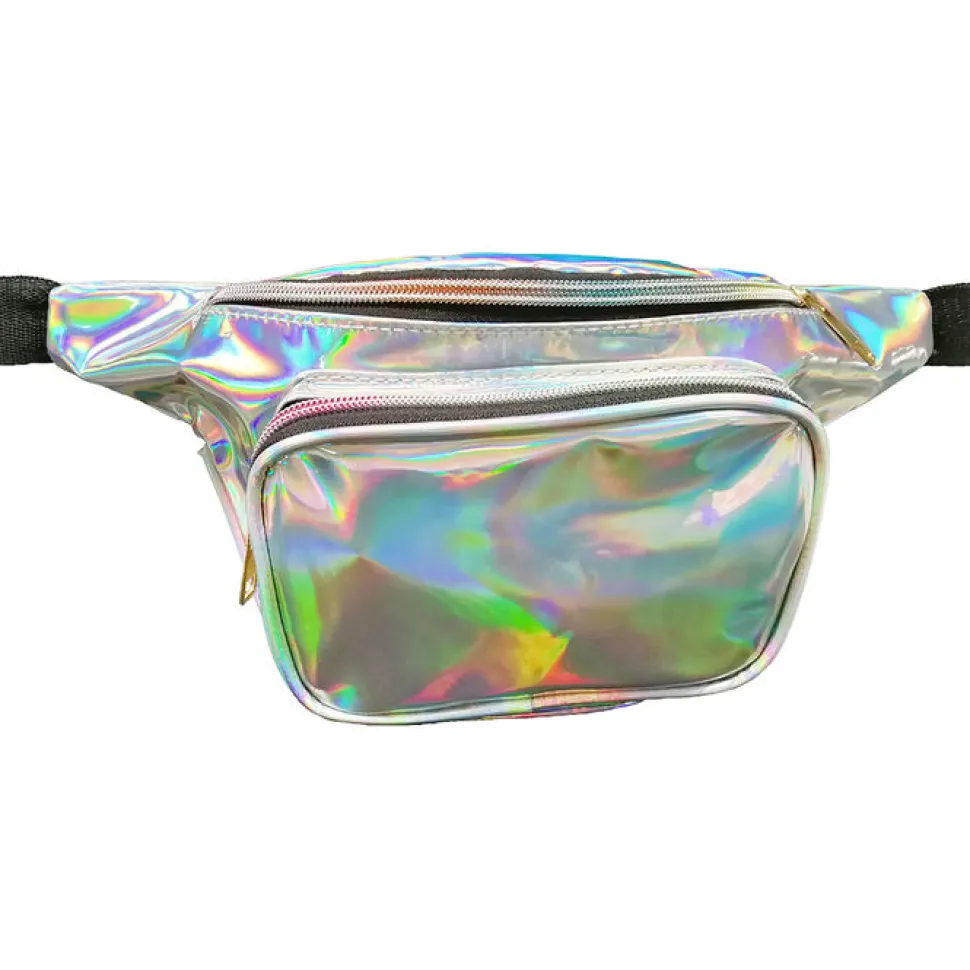 Bauchtasche Disco mit zwei Staufächern, silber holografisch