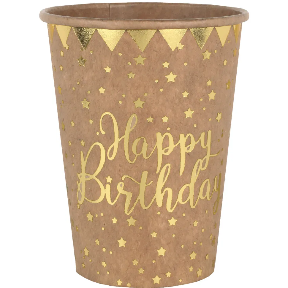 Becher Happy Birthday, Kraft, Ø 7.8 x 9.7 cm / 27cl, 10 Stück