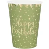 Becher Happy Birthday, Olivgrün, Ø 7.8 x 9.7 cm / 27cl, 10 Stück
