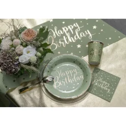 Becher Happy Birthday, Olivgrün, Ø 7.8 x 9.7 cm / 27cl, 10 Stück