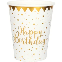 Becher Happy Birthday, Weiss, Ø 7.8 x 9.7 cm / 27cl, 10 Stück