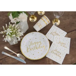Becher Happy Birthday, Weiss, Ø 7.8 x 9.7 cm / 27cl, 10 Stück