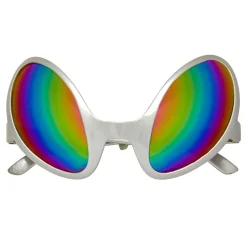 Brille Alien-Augen, mit holographischen Gläsern, silber