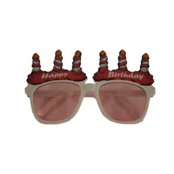 Brille Happy Birthday Kerzen weiß/pink