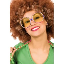 Brille Hippie, bunt mit gelben Gläsern