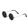 Brille Hippie, runde, schwarze Gläser aus Metall