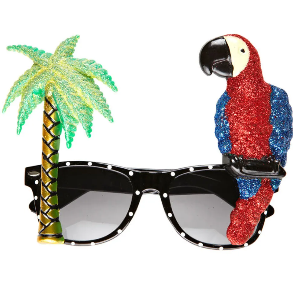 Brille Tropicana, mit Palme und Papagei
