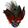 Brosche Deluxe, Pfau-Federn mit Steinen, rot, 22cm x 15cm