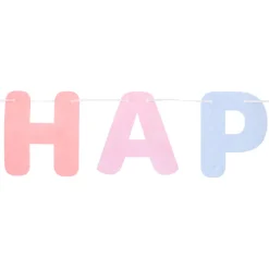 Buchstabengirlande Dreamy Pastels HAPPY BIRTHDAY aus Filz, 14 x 280 cm