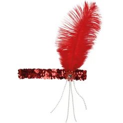 Charleston-Band Flapper, rot mit Federn