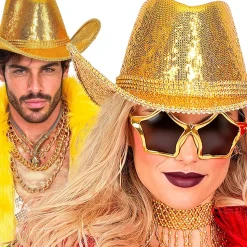 Cowboyhut mit Pailletten, gold