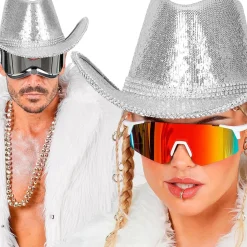 Cowboyhut mit Pailletten, silber