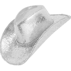 Cowboyhut mit Pailletten, silber