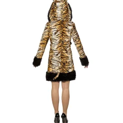 Damen-Kleid Tiger mit Kapuze, Gr. 34-36