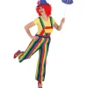 Damen-Kostüm Clown Latzhose bunt, Gr. 36-38