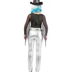 Damen-Kostüm Glitzer-Hose, silber mit Holographie-Muster, Gr. S-M