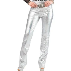 Damen-Kostüm Glitzer-Hose, silber mit Holographie-Muster, Gr. S-M