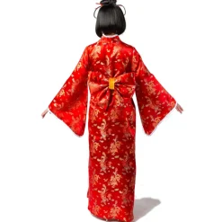 Damen-Kostüm Kimono mit Gürtel, rot, Gr. S-M
