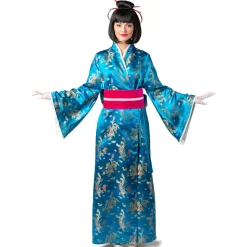 Damen-Kostüm Kimono mit Gürtel, türkis, Gr. S-M
