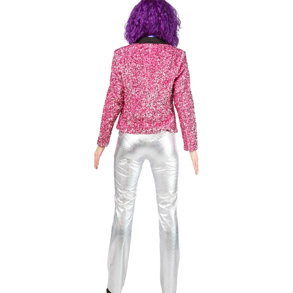 Damen-Kostüm Paillettenjacke Rosa, Blazer mit zwei Taschen, Gr. 36