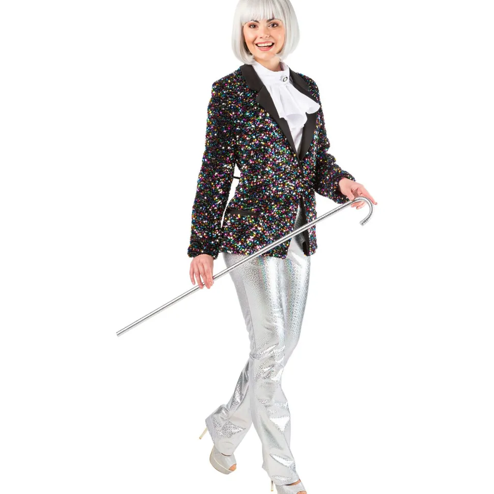 Damen-Kostüm Paillettenjacke bunt, Blazer mit zwei Taschen, Gr. 36