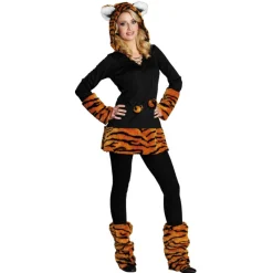 Damen-Kostüm Tiger-Kapuzenkleid, Gr. 34-36