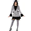 Damen-Kostüm Zebra Kleid mit Kapuze, Gr. 34-36