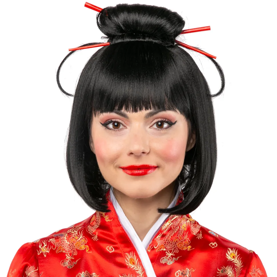 Damen-Perücke Geisha, schwarz