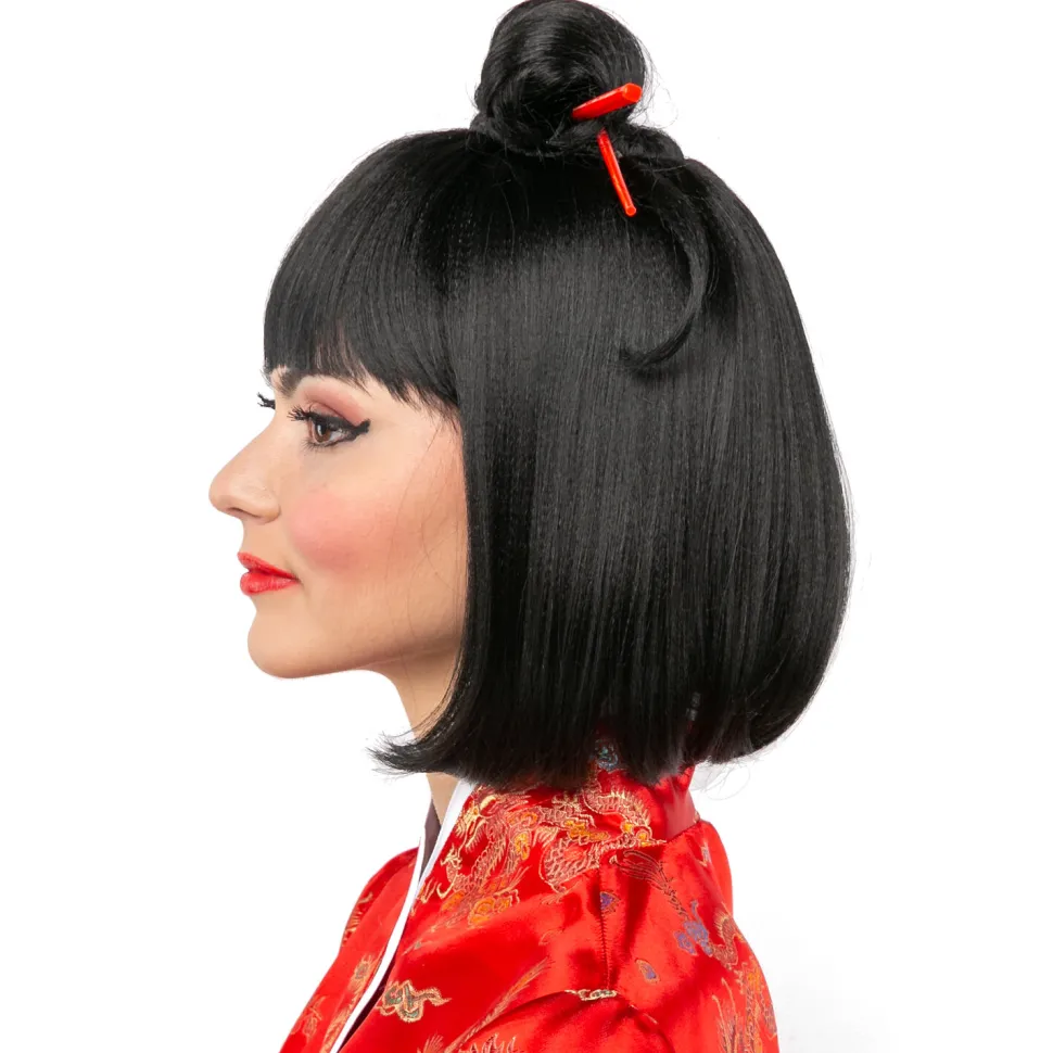 Damen-Perücke Geisha, schwarz