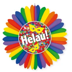 Deko-Fächer Karneval Helau, ø 60 cm, schwer entflammbar