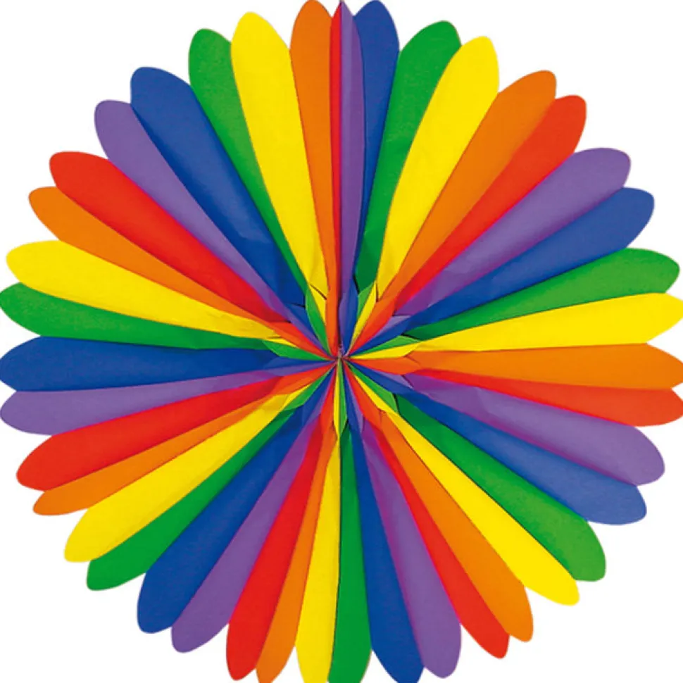 Deko-Fächer / Rosette, ca. Ø 60 cm, schwer entflammbar, Regenbogen