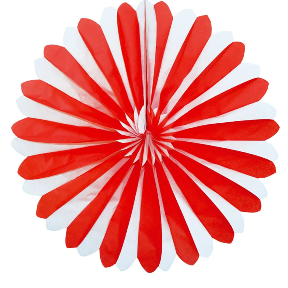 Deko-Fächer / Rosette, ø 35 cm, schwer entflammbar, Rot-Weiß