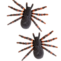 Deko Spinnen, beflockte Taranteln, 10 cm, 2 Stück