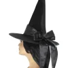 Deluxe Hexenhut, Schwarz, mit schwarzer Schleife