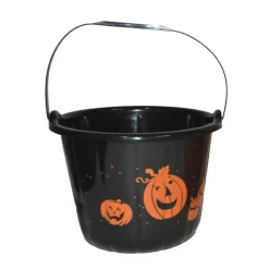 Eimer für Süssigkeiten Trick or Treat, Orange oder Schwarz, 23x23x17cm, 1 Stück