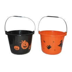 Eimer für Süssigkeiten Trick or Treat, Orange oder Schwarz, 23x23x17cm, 1 Stück