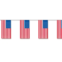 Fahnenkette USA mit 14 Fahnen, je 12cm x 24cm, 4m, schwer entflammbar