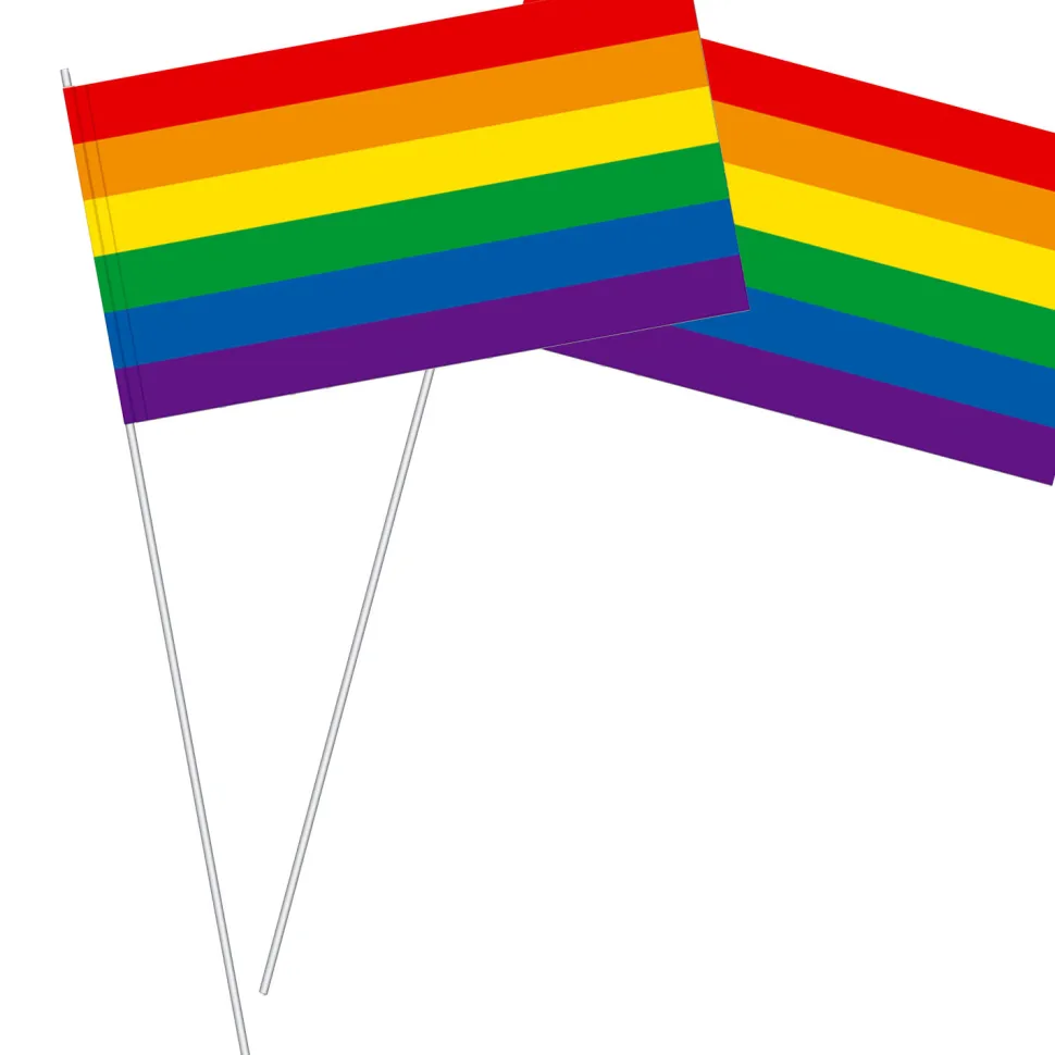 Fahnen Rainbow Pride, 11x21cm, 39cm Stab, 10 Stück