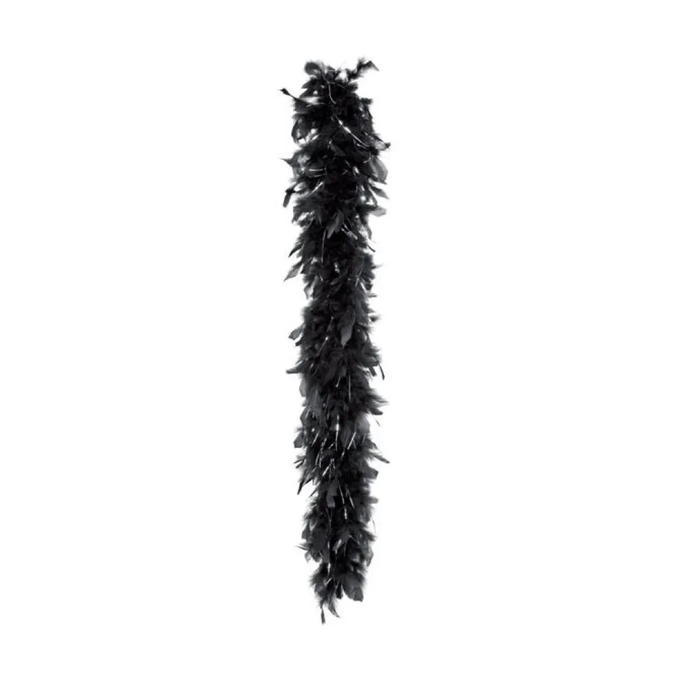 Federboa schwarz mit Lametta in silber, 180 cm, 50 g