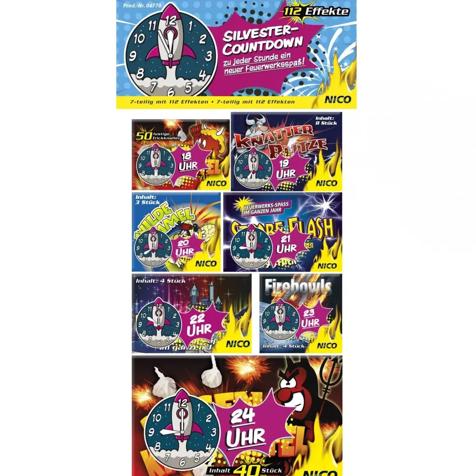 Feuerwerk / Kinder- & Jugendfeuerwerk, Countdown, Packung mit 112 Effekten