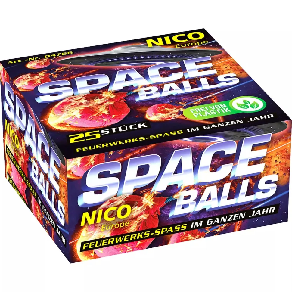 Feuerwerk / Kinder- & Jugendfeuerwerk, Space-Balls, Knatterbälle, Packung mit 25 Stück
